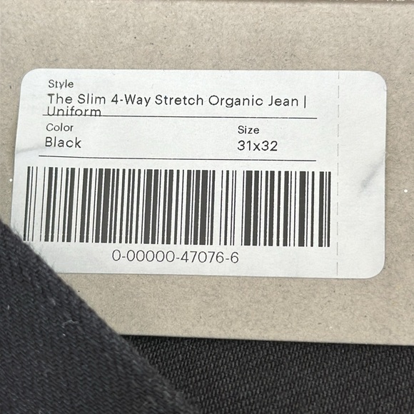 NEW EVERLANE The Slim 4-Way Stretch Organic Jean | Uniform in Black Size 31 x 32 - Picture 9 of 9